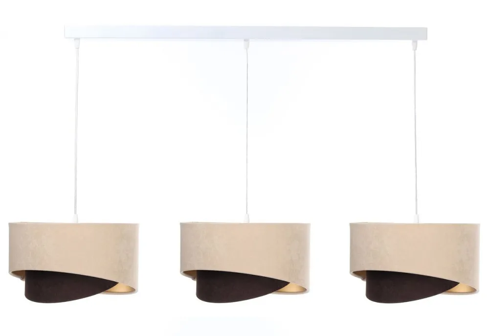 BPS Koncept Pendelleuchte 3-flammig E27 in Weiß Beige Braun Gold* Bürolampen|Wohnzimmerlampen