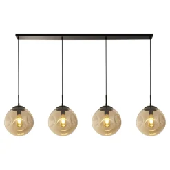 Searchlight Pendelleuchte 4-flammig E27 Schwarz Champagner Glas* Hängelampen|Esszimmer Lampen