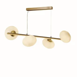 Searchlight Pendelleuchte 4-flammig G9 in Messing matt Weiß