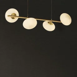 Searchlight Pendelleuchte 4-flammig G9 in Messing matt Weiß