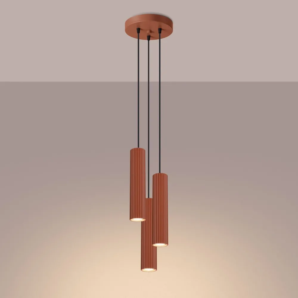 Sollux Pendelleuchte 3-flammig GU10 Rot aus Aluminium B: 19,5 cm* Hängelampen|Bürolampen