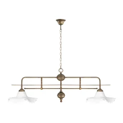 Sale Giovanni Battista Pendelleuchte 2-flammig in Bronze Antik Weiß E27 Messing Glas