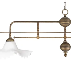 Sale Giovanni Battista Pendelleuchte 2-flammig in Bronze Antik Weiß E27 Messing Glas