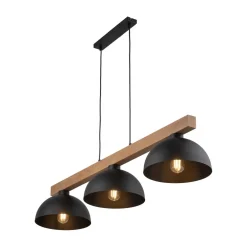 New TK Lighting Pendelleuchte 3-flammig Metall Holz 118 cm breit E27