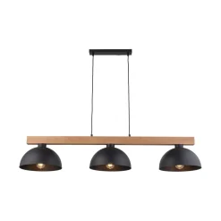 New TK Lighting Pendelleuchte 3-flammig Metall Holz 118 cm breit E27
