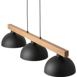New TK Lighting Pendelleuchte 3-flammig Metall Holz 118 cm breit E27