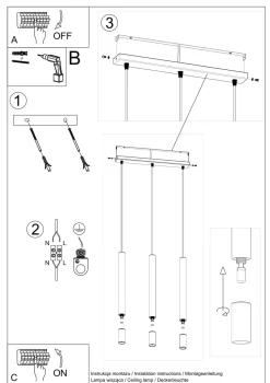 Sollux Pendelleuchte 3-flammig Metall Glas Weiß B: 45 cm* Moderne Lampen|Wohnzimmerlampen