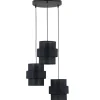 TK Lighting Pendelleuchte 3-flammig Schwarz Stoff Metall E27 verstellbar* Hängelampen|Bürolampen