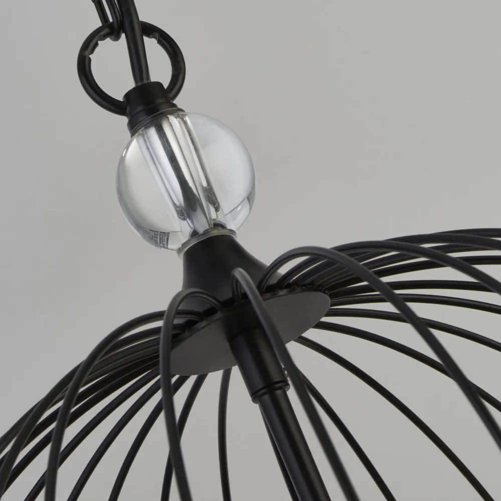 Searchlight Pendelleuchte 5-flammig Schwarz E14 Ø 36 cm Metall Kristall* Hängelampen|Esszimmer Lampen