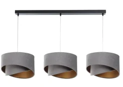 Discount BPS Koncept Pendelleuchte 3-flammig Schwarz Grau Gold E27 Velours Optik
