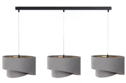 Discount BPS Koncept Pendelleuchte 3-flammig Schwarz Grau Gold E27 Velours Optik