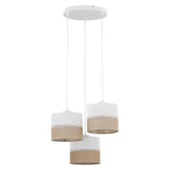 TK Lighting Pendelleuchte 3-flammig Stoff Jute Boho E27 Modern* Wohnzimmerlampen|Stofflampen
