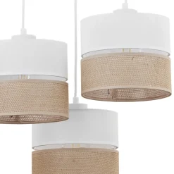TK Lighting Pendelleuchte 3-flammig Stoff Jute Boho E27 Modern* Wohnzimmerlampen|Stofflampen