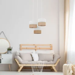 TK Lighting Pendelleuchte 3-flammig Stoff Jute Boho E27 Modern* Wohnzimmerlampen|Stofflampen