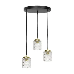 Giovanni Battista Pendelleuchte 3-flammig verstellbar Messing Eisen Glas Ø 45 cm* Hängelampen|Bürolampen