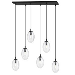 Sale Emibig Pendelleuchte Glas 70 cm breit Schwarz Transparent E14