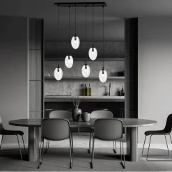 Sale Emibig Pendelleuchte Glas 70 cm breit Schwarz Transparent E14