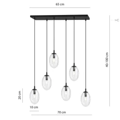 Sale Emibig Pendelleuchte Glas 70 cm breit Schwarz Transparent E14