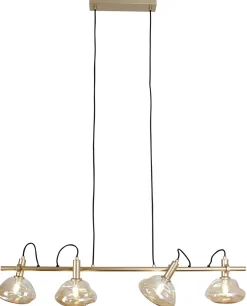 Outlet Eco-Light Pendelleuchte Glas Aluminium in Gold 114 cm E14 4-flmg