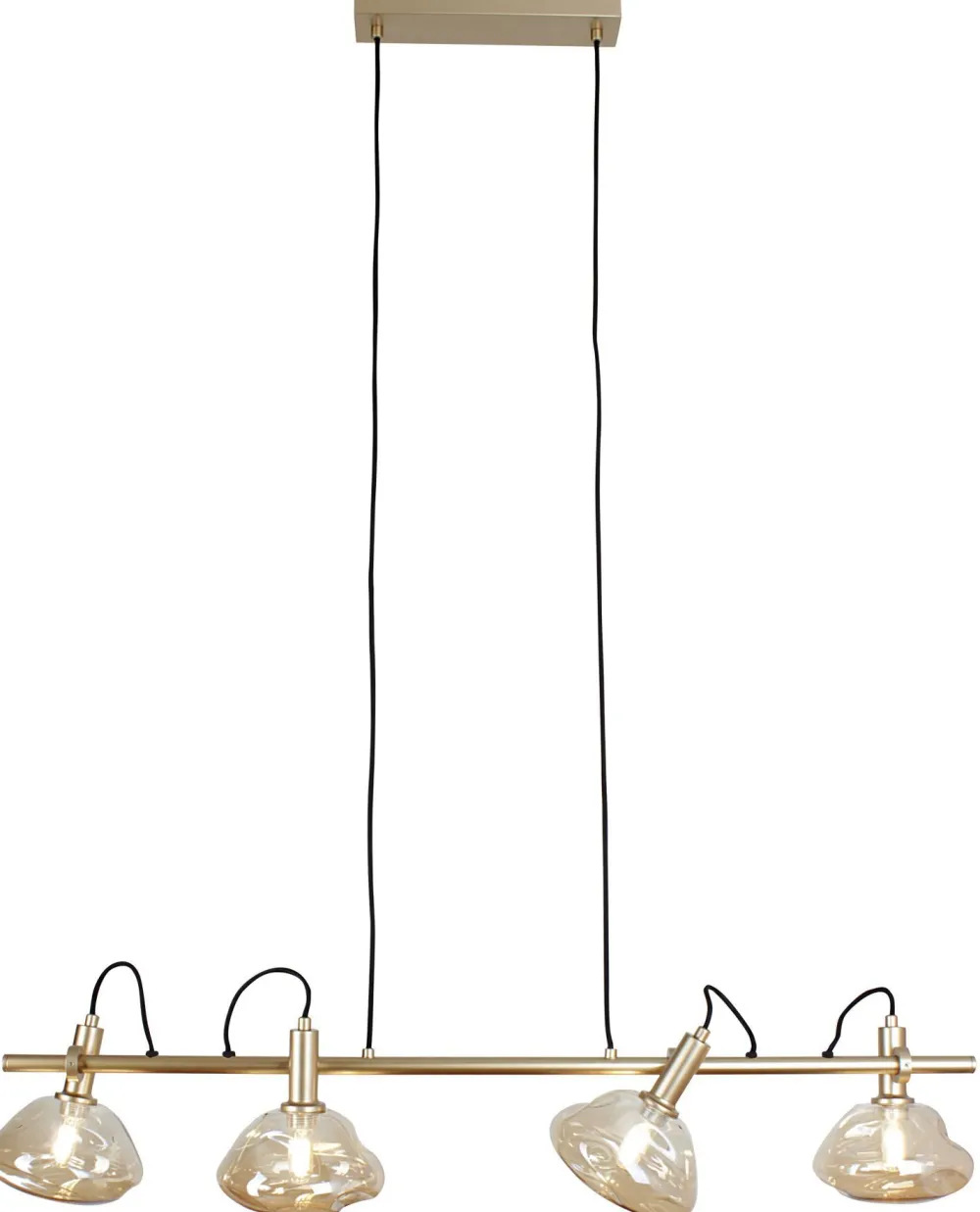 Outlet Eco-Light Pendelleuchte Glas Aluminium in Gold 114 cm E14 4-flmg