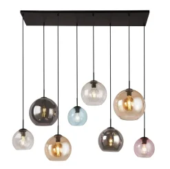 Searchlight Pendelleuchte Glas B: 151 cm Bunt Kugel Schirme 8x E27* Hängelampen|Bürolampen