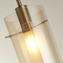 Searchlight Pendelleuchte Glas E14 D: 13 cm in Messing Champagner* Hängelampen|Esszimmer Lampen