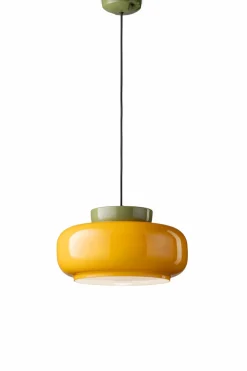 Online Ferroluce Pendelleuchte Glas Keramik E27 D: 37 cm rund Retro