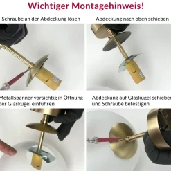 Giovanni Battista Pendelleuchte Glas Kugel Echt-Messing rund Esstisch