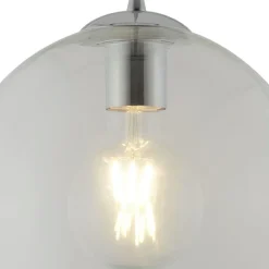 Searchlight Pendelleuchte Glas Kugel Ø 25 cm Klar Chrom für E27* Wohnzimmerlampen|Glaslampen