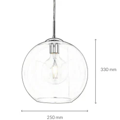 Searchlight Pendelleuchte Glas Kugel Ø 25 cm Klar Chrom für E27* Wohnzimmerlampen|Glaslampen