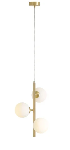 ALDEX Pendelleuchte Glas Kugeln B:34 cm E27 elegant in Messing* Bürolampen|Kugellampen