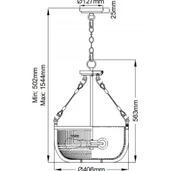 Sale Elstead Pendelleuchte Glas Metall rund Ø 40,6 cm 3x E27 Vintage