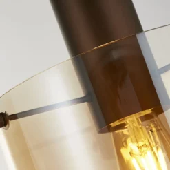 Searchlight Pendelleuchte Glas Metall Braun Bernstein E27 D: 20 cm* Wohnzimmerlampen|Glaslampen