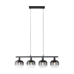 Hot Just Light Pendelleuchte Glas Metall Rauchgrau Schwarz E14 L:68 cm