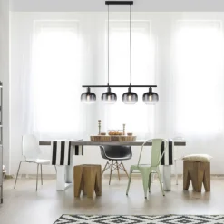 Hot Just Light Pendelleuchte Glas Metall Rauchgrau Schwarz E14 L:68 cm