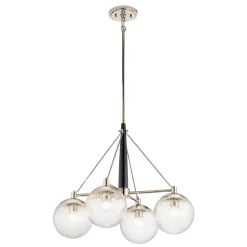 Elstead Pendelleuchte Glas Metall B: 70,3 cm Kugel Schirme LIETA