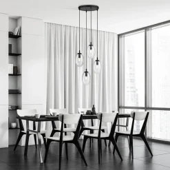 Sale Emibig Pendelleuchte Glas Metall verstellbar 4-flammig E14