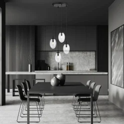 Sale Emibig Pendelleuchte Glas Metall verstellbar 4-flammig E14