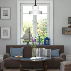 Elstead Pendelleuchte Glas Metall E27 in Bronze Antik Weiß* Hängelampen|Esszimmer Lampen