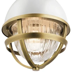 Elstead Pendelleuchte Glas Metall E27 Ø 20,4 cm in Messing Weiß* Hängelampen|Bürolampen