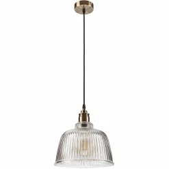 Hot Lamkur Pendelleuchte Glas Metall E27 Ø 28 cm Vintage Esszimmer