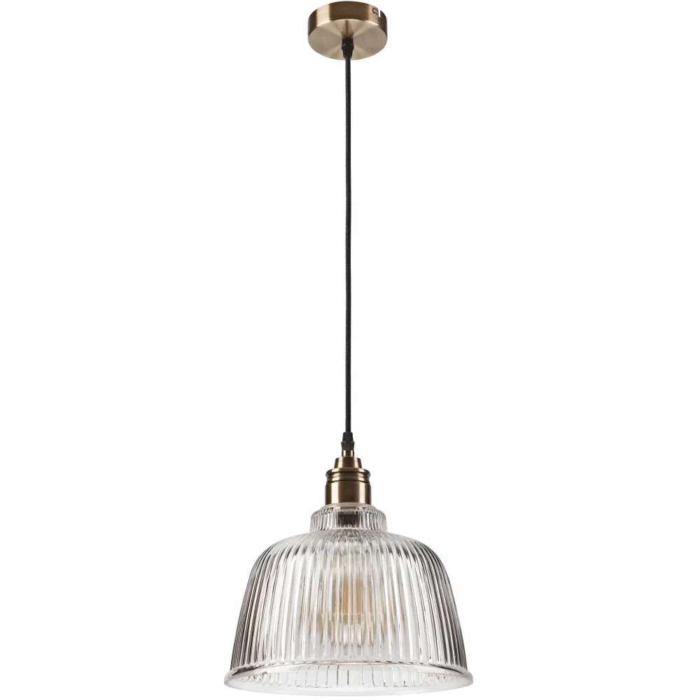 Hot Lamkur Pendelleuchte Glas Metall E27 Ø 28 cm Vintage Esszimmer