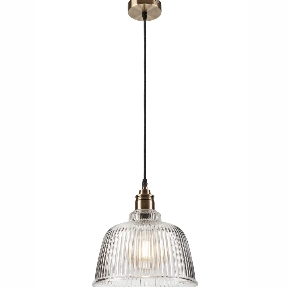 Hot Lamkur Pendelleuchte Glas Metall E27 Ø 28 cm Vintage Esszimmer