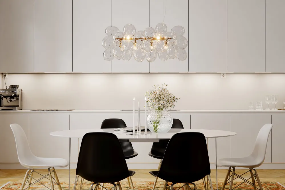 Clearance By Rydéns Pendelleuchte Glas Metall L: 80 cm H: max. 120 cm in Gold