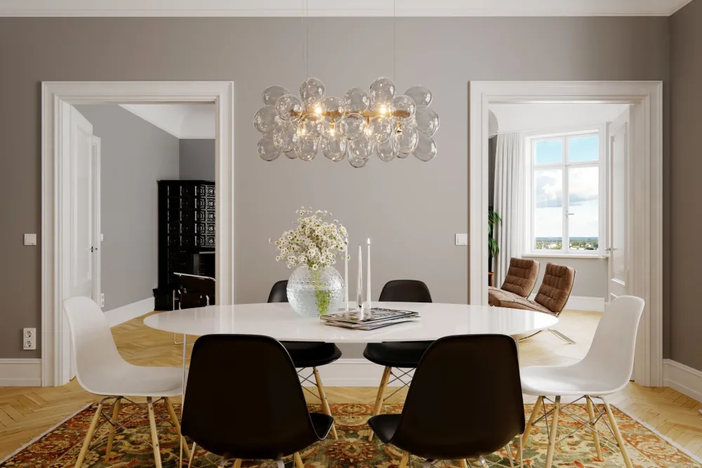 Clearance By Rydéns Pendelleuchte Glas Metall L: 80 cm H: max. 120 cm in Gold