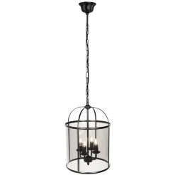 Clearance Steinhauer Pendelleuchte Glas Metall Schwarz Rauchgrau B:31 cm E14