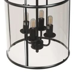 Clearance Steinhauer Pendelleuchte Glas Metall Schwarz Rauchgrau B:31 cm E14