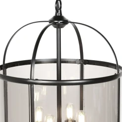 Clearance Steinhauer Pendelleuchte Glas Metall Schwarz Rauchgrau B:31 cm E14