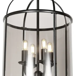 Clearance Steinhauer Pendelleuchte Glas Metall Schwarz Rauchgrau B:31 cm E14