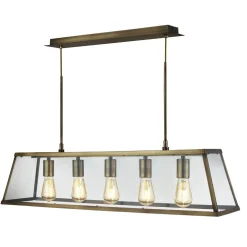 Searchlight Pendelleuchte Glas Metall B: 90 cm in Messing antik 5x E27* Hängelampen|Esszimmer Lampen